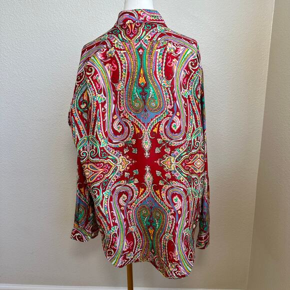 POLO by RALPH LAUREN Men's Multi-Color Paisley Silk Western Shirt Size Large - Picture 4 of 8